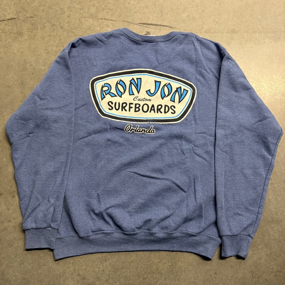 Ron Jon Surf Shop Orlando Sweatshirt Blue Graphic Crewneck Large